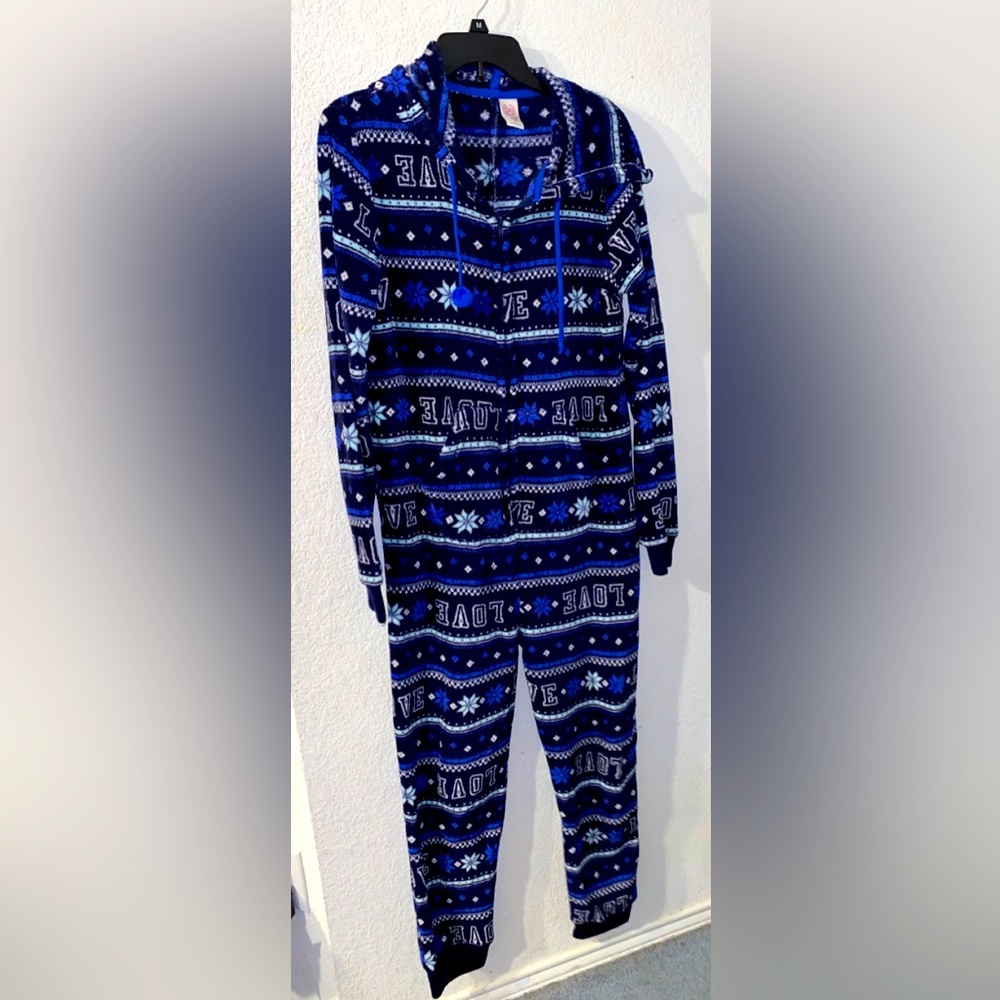 SO Blue Faux Fur Zip Up Jump Suit Women’s